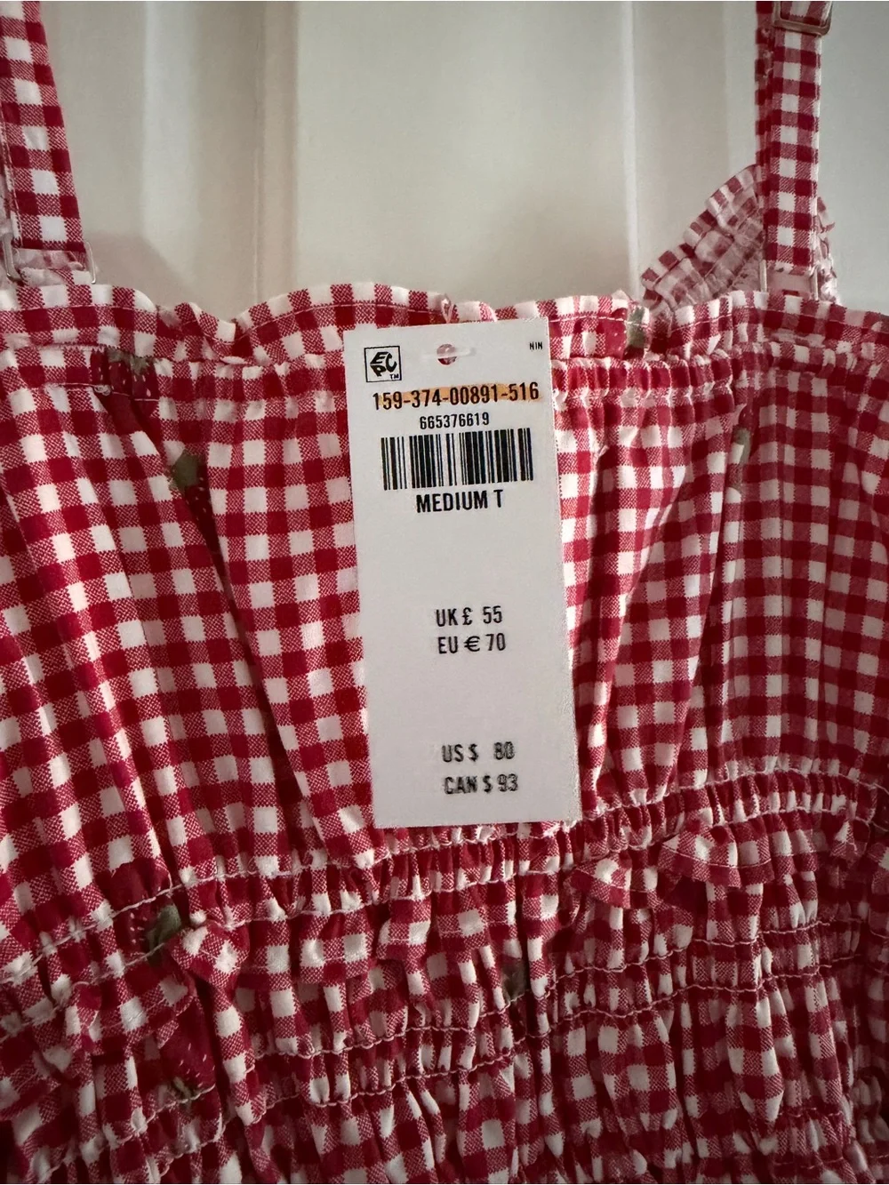 Abercrombie & Fitch Red Gingham Smocked Mini Dress - Picture 3 of 3